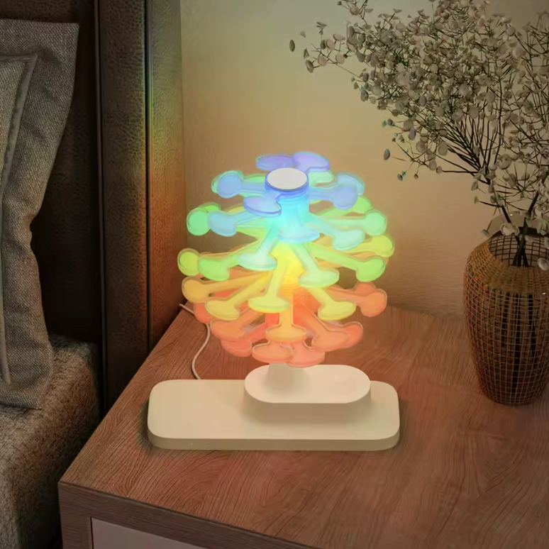Innovative Lamp Spiral Tree Shape Table Lamp with Colorful Lights And Wireless Phone Watch Charging Pad Bedside Lamp Home Decor