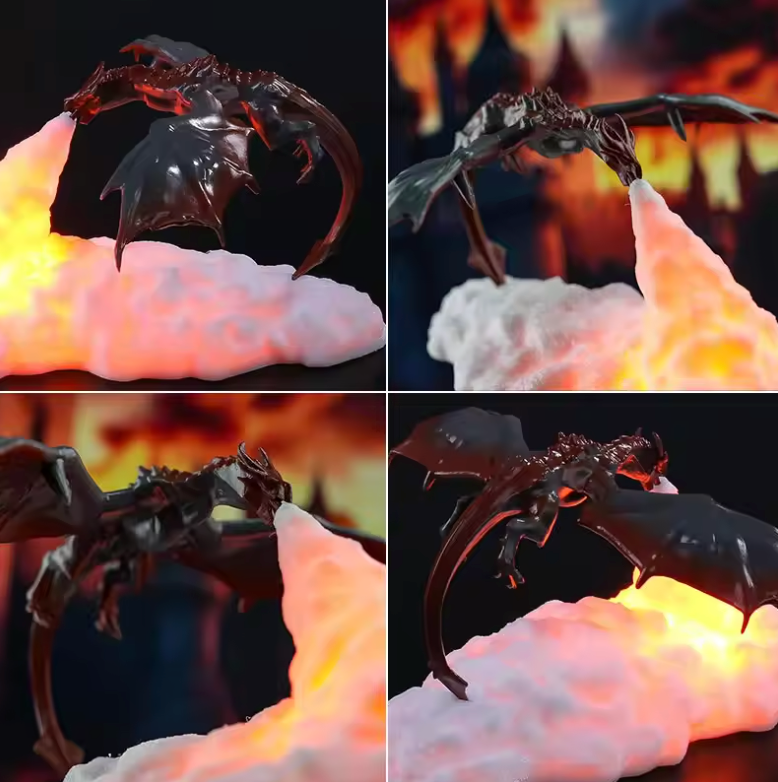 3D LED Dragon Night Light, USB-Rechargeable Table Lamp, Flying Dragon-Themed Bedroom Decor, Festive Party Mood Light
