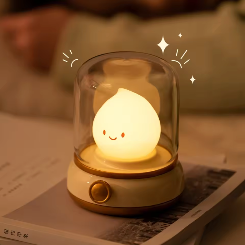 Mini Desktop LED Cute Night Lamp Creative USB Rechargeable Portable Cartoon Table Lamp For Coffee Bar Home Decor Hotel Bedroom (Green)